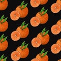 Seamless pattern of tangerines.watercolor citrus pattern hand drawing