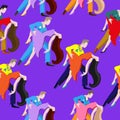 Seamless pattern tango dance two man and woman