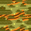 seamless pattern tanks victory celebration Defender of the Fatherland Day vector illustration