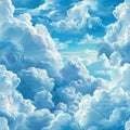 Seamless Pattern - Cumulus Cloud Covered Skies