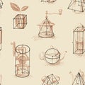 Seamless pattern on the tea and coffee theme Royalty Free Stock Photo