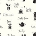 Seamless pattern on the tea and coffee theme Royalty Free Stock Photo