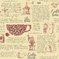 Seamless pattern on tea and coffee theme Royalty Free Stock Photo