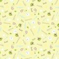 Seamless pattern - tea, milk, sugar