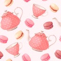 Seamless pattern with tea pots and cups Royalty Free Stock Photo