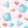 Seamless pattern with tea pots and cups Royalty Free Stock Photo