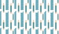 Seamless pattern of teal pencils and rulers on a white backgroun Royalty Free Stock Photo