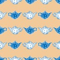 Seamless pattern of teapots sketches Royalty Free Stock Photo