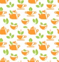 Seamless Pattern with Teapots and Teacups