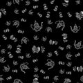 Seamless pattern of teapots and teacups isolated on black background. Chinese seamless pattern of teapots and teacups collection Royalty Free Stock Photo