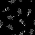 Seamless pattern of teapots and teacups isolated on black background. Chinese seamless pattern of teapots and teacups collection Royalty Free Stock Photo