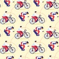 Seamless Pattern of Teens Bicycle, Skateboarding