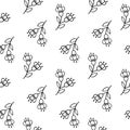 Seamless pattern with tender hand-drawn flawers