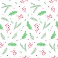 Seamless pattern with tender hand-drawn sprigs and leaves.