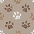 Seamless pattern for textile design. Seamless brown and light brown colored paw print Royalty Free Stock Photo