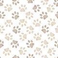 Seamless pattern for textile design. Seamless light brown colored paw print