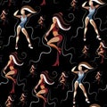 Seamless texture with abstract dancers 13