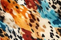 seamless texture with animals of cheetah leopard skin color with multicolored spots on white background