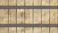 Seamless pattern background light beige colored woody barrel fence oak planks with two gray iron rusty hoops