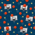 The seamless pattern on the basketball theme. Royalty Free Stock Photo