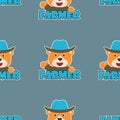 Seamless pattern texture with cute little farmer with cartoon style, Creative vector childish background for fabric textile,