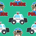 Seamless pattern texture with cute little police with cartoon style, Creative vector childish background for fabric textile,