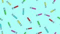 Seamless pattern texture of endless repetitive long multi-colored medical chemical glass scientific test tubes of flasks cans Royalty Free Stock Photo