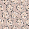 Seamless pattern texture with floral bouquet beige background.