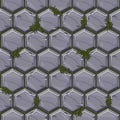 Seamless pattern texture of hexagonal stone tiles with grass. Royalty Free Stock Photo