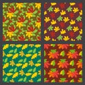 Seamless pattern texture of maple leaves autumn background natural october season decoration vector illustration. Royalty Free Stock Photo