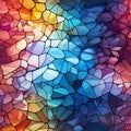 seamless pattern with the texture of a multicolored stained glass window on rainbow background Royalty Free Stock Photo