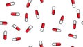 Seamless pattern texture of red oval white and red medical pharmaceutical pills capsules with medicine, drugs, vitamins Royalty Free Stock Photo