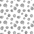 Seamless pattern texture of simple elements spirals helixes on white background. For greeting cards, wrapping paper, birthday,