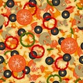 Seamless pattern with texture of vegetarian pizza Royalty Free Stock Photo