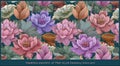 Seamless pattern of Thai style fantasy lotus art 2023