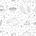 Seamless pattern of Thanksgiving Day illustrations. Vector cartoon background Royalty Free Stock Photo