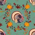 Seamless pattern with Thanksgiving decoration