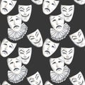 Seamless pattern with theater masks of laughter and sadness emotions Royalty Free Stock Photo