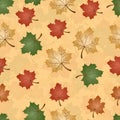 seamless pattern on the theme of autumn, maple leaves in different colors Royalty Free Stock Photo