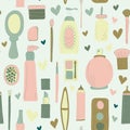 Seamless pattern on the theme of beauty and fashion. Bright objects on a light background. Design for announcement Royalty Free Stock Photo