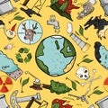 Seamless pattern on the theme of ecology the pollution of the ea