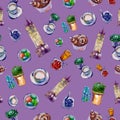 Seamless pattern on a theme London on an amethyst background. Royalty Free Stock Photo