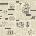 seamless pattern on theme of sailing ships and sea travel Royalty Free Stock Photo