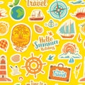 seamless pattern with travel stickers or magnets Royalty Free Stock Photo