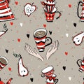 Seamless pattern on the theme of tea drinking. Tea with a kettle. Tea time. Vector Royalty Free Stock Photo
