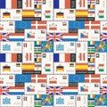 Seamless pattern on theme of travel to countries of Euro union Royalty Free Stock Photo