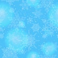 Seamless illustration on the theme of winter and winter holidays, the contour of the snowflake and flare, white snowflakes on a b Royalty Free Stock Photo