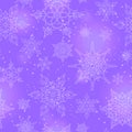 Seamless illustration on the theme of winter and winter holidays, the contour of the snowflake and flare, white snowflakes on a pu Royalty Free Stock Photo