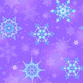 Seamless illustration on the theme of winter and winter holidays, the contour of the snowflake and flare, white snowflakes on a pu Royalty Free Stock Photo