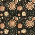 Seamless pattern on the theme of zodiac and horoscopes Royalty Free Stock Photo